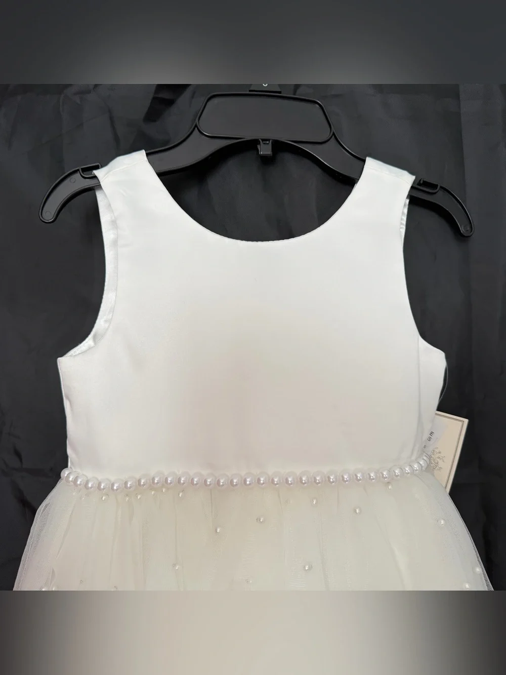 Girls’ Couture Princess White Pearl-Trim Tulle Dress